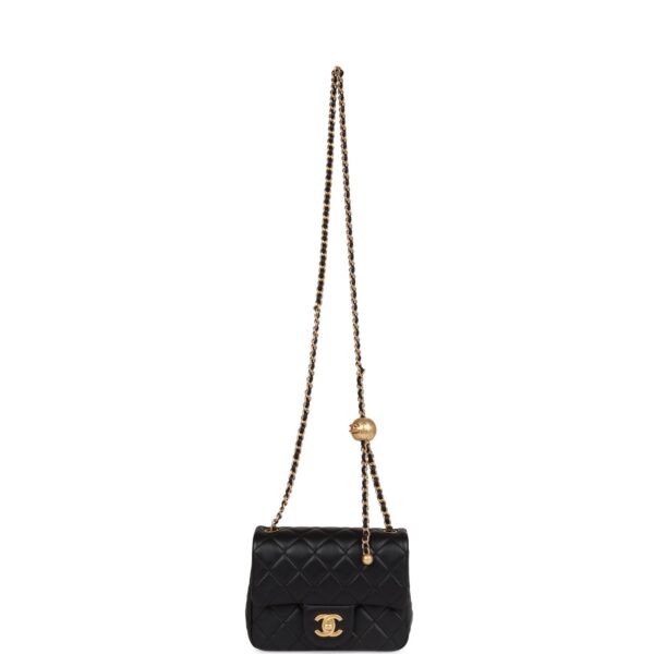 18e0ca333d5366c528f95c810e1630d6 Chanel CC Pearl Crush Mini Square Flap Bag Black Lambskin Antique Gold Hardware