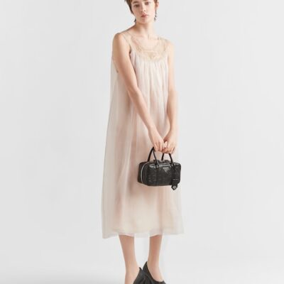 Prada Small antique nappa leather top handle bag - Black