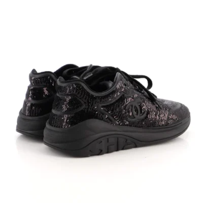 1950ebebcfb5a65dd1d778c4aba8a276 Chanel Women's CC Lace Up Sneakers Sequin Embellished Leather