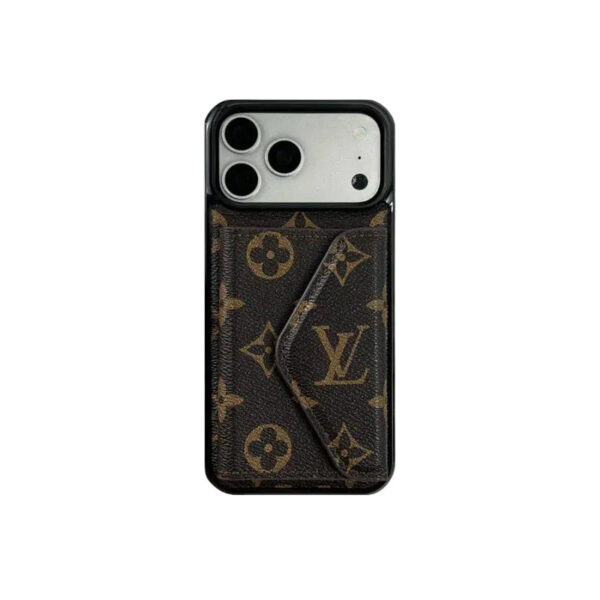 Classic Leather Monogram iPhone Case with Wallet Big Printing for iPhone 12-18 Pro & Pro Max