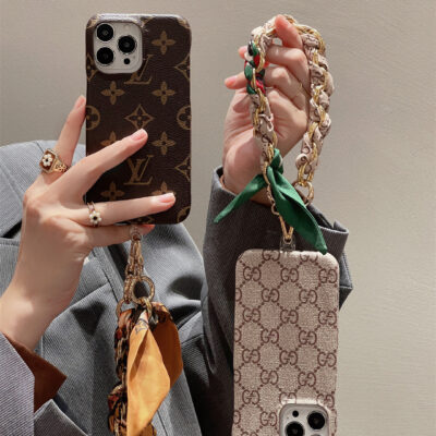 LUXURY CANVAS APPLE IPHONE CASE DETACHABLE SILK SCARF WRISTBAND Roxy New 2