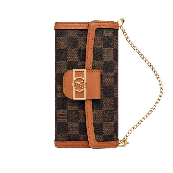 Luxury LV Phone Case with Flip Walle for iPhone 12-18 Pro & Pro Max