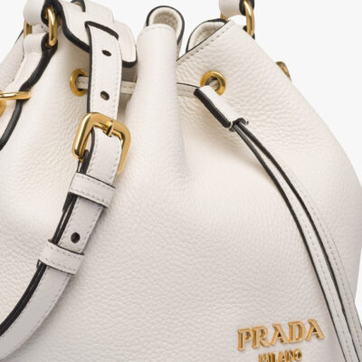 Prada Leather Bucket Bag in White