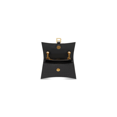 WOMEN'S CRUSH SMALL CHAIN BAG CROCODILE EMBOSSED IN BLACK