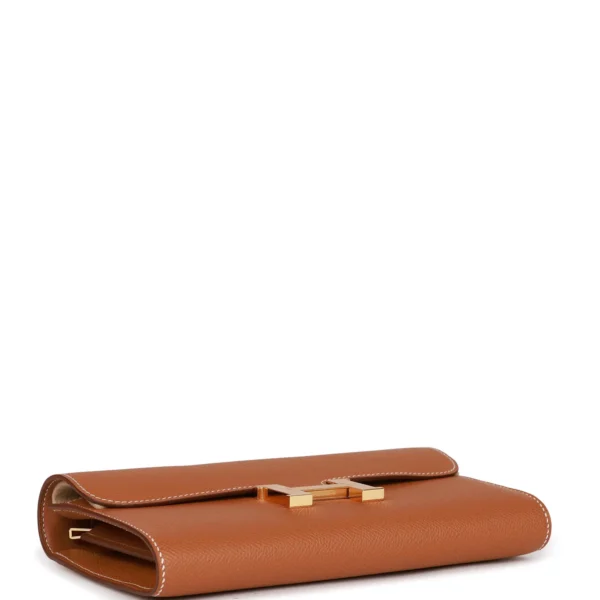 Hermès Constance Go Epsom Geldbörse in Gold mit goldfarbenen Metallbeschlägen