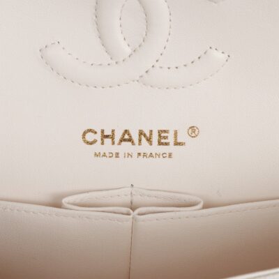 1bdf1deb511ac100a30b12b4a2880567 Chanel Small Classic Double Flap White Caviar Light Gold Hardware