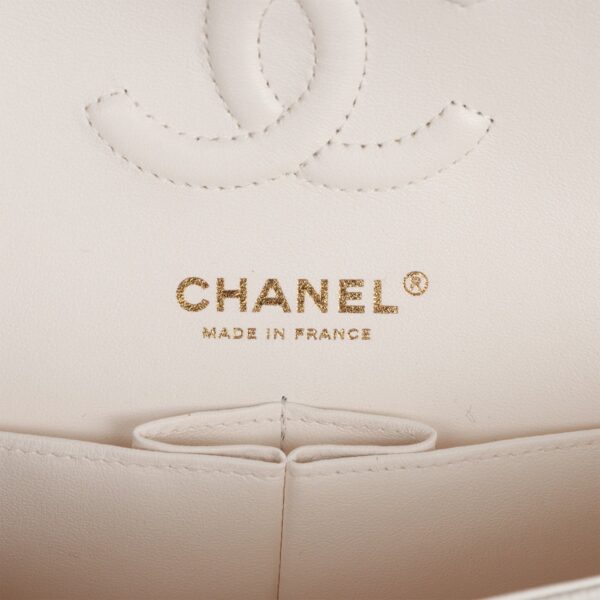1bdf1deb511ac100a30b12b4a2880567 Chanel Small Classic Double Flap White Caviar Light Gold Hardware