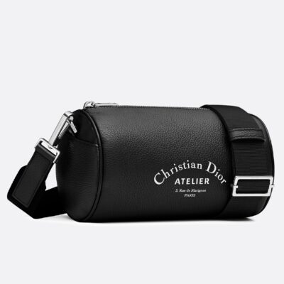 Dior Roller Pouch In Black Grained Calfskin