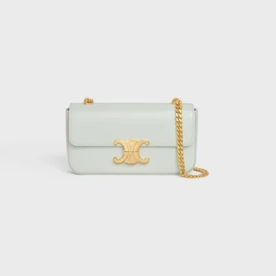1c7900066fd0ba5e34e15967277537c5 CHAIN SHOULDER BAG TRIOMPHE IN SHINY CALFSKIN JADE
