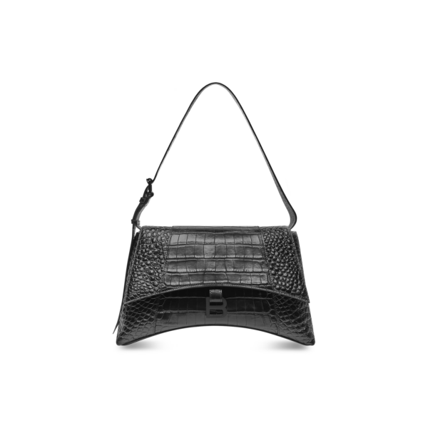 WOMEN'S DOWNTOWN MEDIUM SHOULDER BAG CROCODILE EMBOSSED IN BLACK