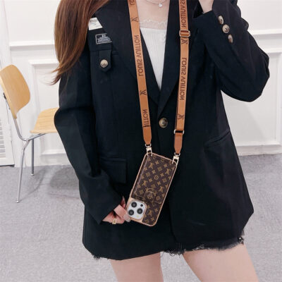 LUXURY ELECTROPLATING MONOGRAM CARD HOLDER CROSSBODY IPHONE CASE theroxymob