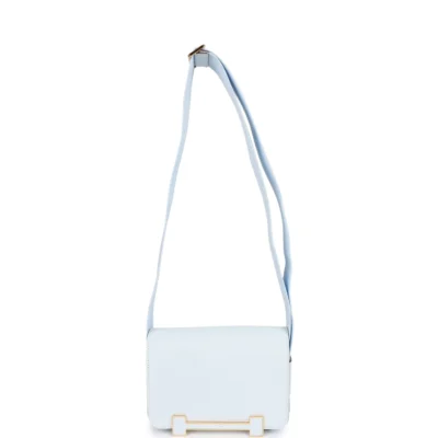 Hermès Geta Bleu Brume Verso Chevre Gold Hardware
