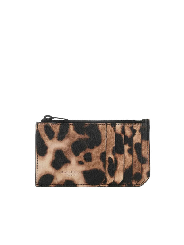 1f5e93966fea838237f5e2ea1b9dcdf7 حافظة بطاقات سان لوران Fragments Zipped Leopard Print