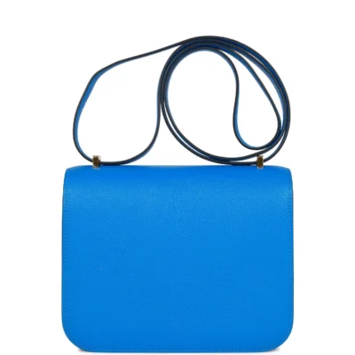 Hermès Constance 18 Bleu Hydra Chevre Gold Hardware