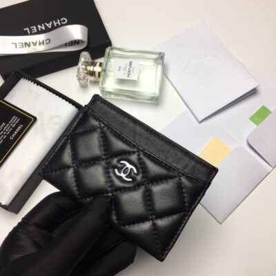 CC CARD HOLDER 11.2 BLACK CALFSKIN SILVER ICON