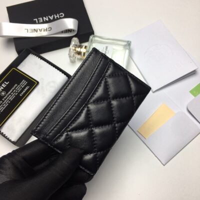 CC CARD HOLDER 11.2 BLACK CALFSKIN SILVER ICON
