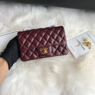20200107_i1578375420_1454_1_jpg CC MINI 20 BAG IN RED BROWN CALFSKIN GOLD HARDWARE