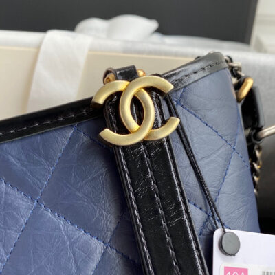 CC ABRIELLE MINI 20 HOBO BAG IN MIDNIGHT BLUE MIX BLACK CALFSKIN