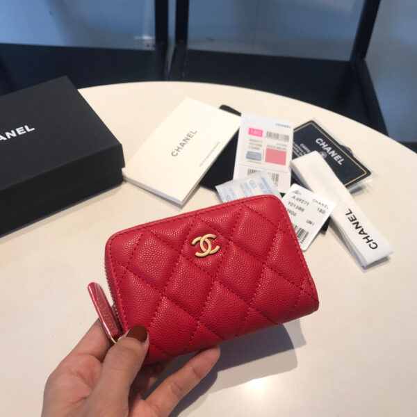 20201013_i1602573296_89_0_jpg_2407c992-a000-4167-9896-a1a44ce6de66 CC ZIPPED COIN BASIC PURSE 11 RED CALFSKIN GOLD ICON