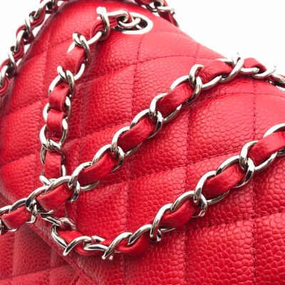FLAP BAG MEDIUM 25CM RED CAVIAR SILVER HARDWARE