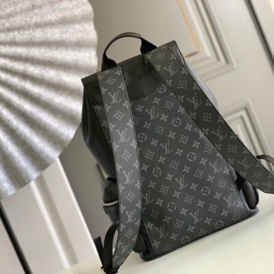 BACKPACK 45 IN BLACK CALFSKIN AND GUN METAL MONOGRAM ECLIPSE CANVAS
