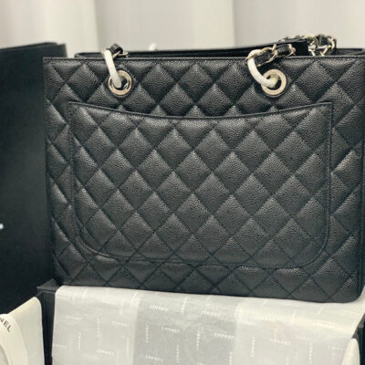 CHANEL 25S MEDALLION TOTE 33 CM IN BLACK CAVIAR WITH SILVER HARDWARE