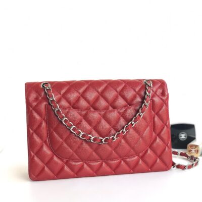 FLAP BAG JUMBO 30CM RED CAVIAR SILVER HARDWARE