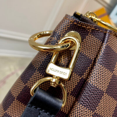 BOÉTIE PM TOTE 25 IN BROWN CHECKERED PATTERN MONOGRAM COATED CANVAS