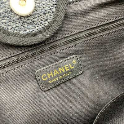 CC DEAUVILLE LARGE 38 TOTE BAG IN BLACK CANVAS GOLD HARDWARE