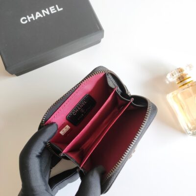 CC BOY ZIP COIN PURSE 11.5 BLACK GRAINED CALFSKIN ICON