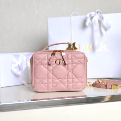 CARO BOX BAG 19 IN LIGHT PINK CALFSKIN