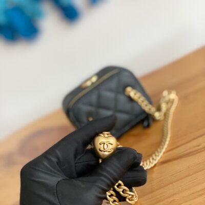 CC MINI 10 VANITY IN BLACK CALFSKIN GOLD HARDWARE
