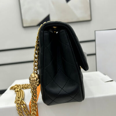 20230408_i1680924542_3974_3_jpg CC SMALL 23 FLAP BAG IN BLACK CALFSKIN GOLD HARDWARE