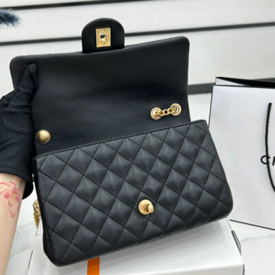 20230408_i1680924542_7817_5_jpg CC SMALL 23 FLAP BAG IN BLACK CALFSKIN GOLD HARDWARE