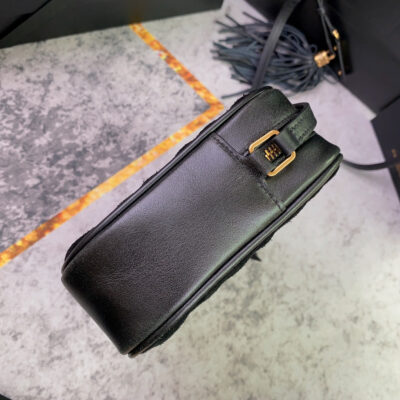 LOU CAMERA BAG 23 IN BLACK SUEDE AND CALFSKIN TRIM