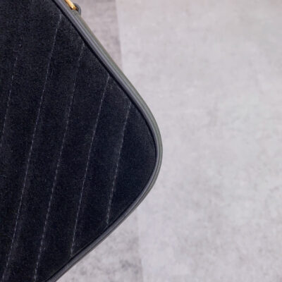LOU CAMERA BAG 23 IN BLACK SUEDE AND CALFSKIN TRIM