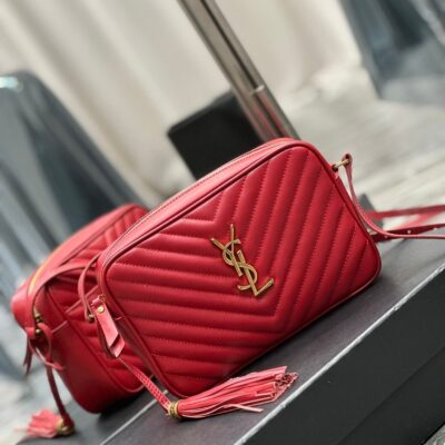 LOU CAMERA 23 RED LAMBSKIN GOLD HARDWARE