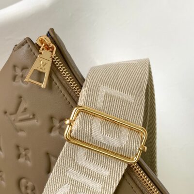 COUSSIN PM 26 IN BROWN MONOGRAM EMBOSSED LAMBSKIN GOLD HARDWARE