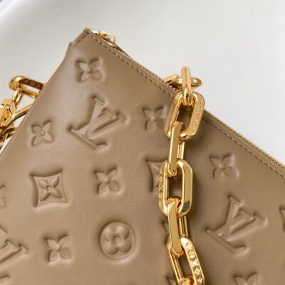 COUSSIN PM 26 IN BROWN MONOGRAM EMBOSSED LAMBSKIN GOLD HARDWARE