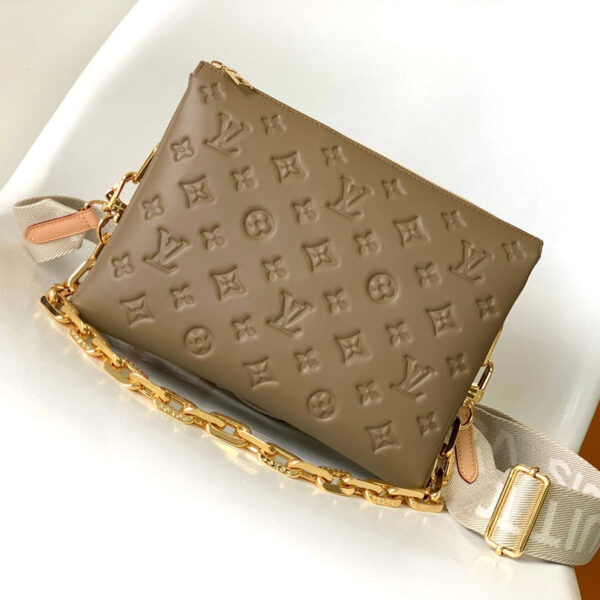 20230522_i1684744289_6609_0_jpg COUSSIN PM 26 IN BROWN MONOGRAM EMBOSSED LAMBSKIN GOLD HARDWARE