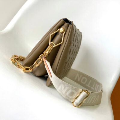 COUSSIN PM 26 IN BROWN MONOGRAM EMBOSSED LAMBSKIN GOLD HARDWARE