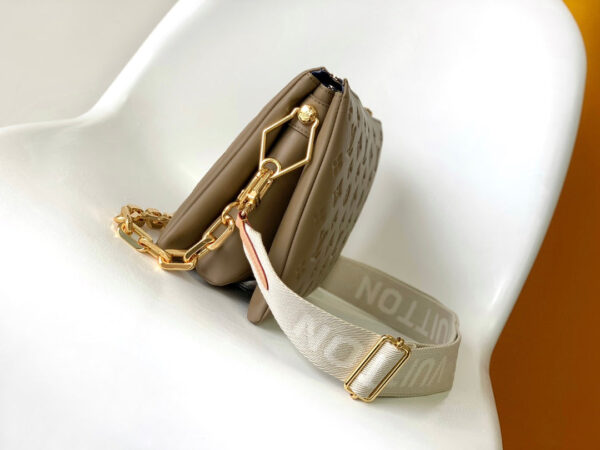 COUSSIN PM 26 IN BROWN MONOGRAM EMBOSSED LAMBSKIN GOLD HARDWARE