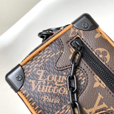 MINI SOFT TRUNK 18 IN BROWN DAMIER EBENE COATED CANVAS BLACK CHAIN