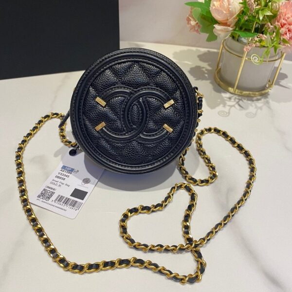20230530_i1685376937_2230_0_jpg_e22539be-b9fd-499a-a4d8-63385fb93cc6 CC MINI 12 ROUND CHAIN BAG IN BLACK CALFSKIN GOLD HARDWARE