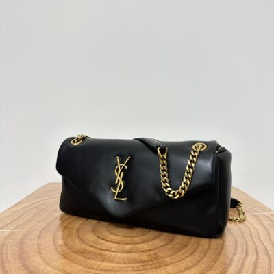 CALYPSO 26 BLACK LAMBSKIN CHAIN BAG
