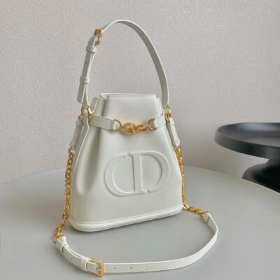 MEDIUM C'EST 24 IN WHITE CD-EMBOSSED CALFSKIN