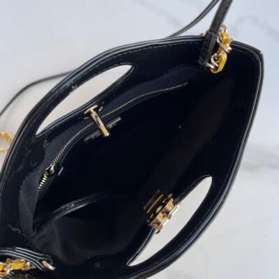 20230710_i1688957685_3626_5_jpg CC MINI 23 SHOPPING BAG IN GLOSSY BLACK MIX MUSTARD YELLOW CALFSKIN