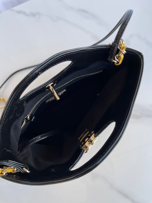 20230710_i1688957685_3626_5_jpg CC MINI 23 SHOPPING BAG IN GLOSSY BLACK MIX MUSTARD YELLOW CALFSKIN