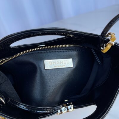 20230710_i1688957685_6745_7_jpg CC MINI 23 SHOPPING BAG IN GLOSSY BLACK MIX MUSTARD YELLOW CALFSKIN
