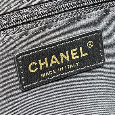 25S CHANEL QUILTED CAVIAR BOWLING BAG 27 IN BLACK CALFSKIN